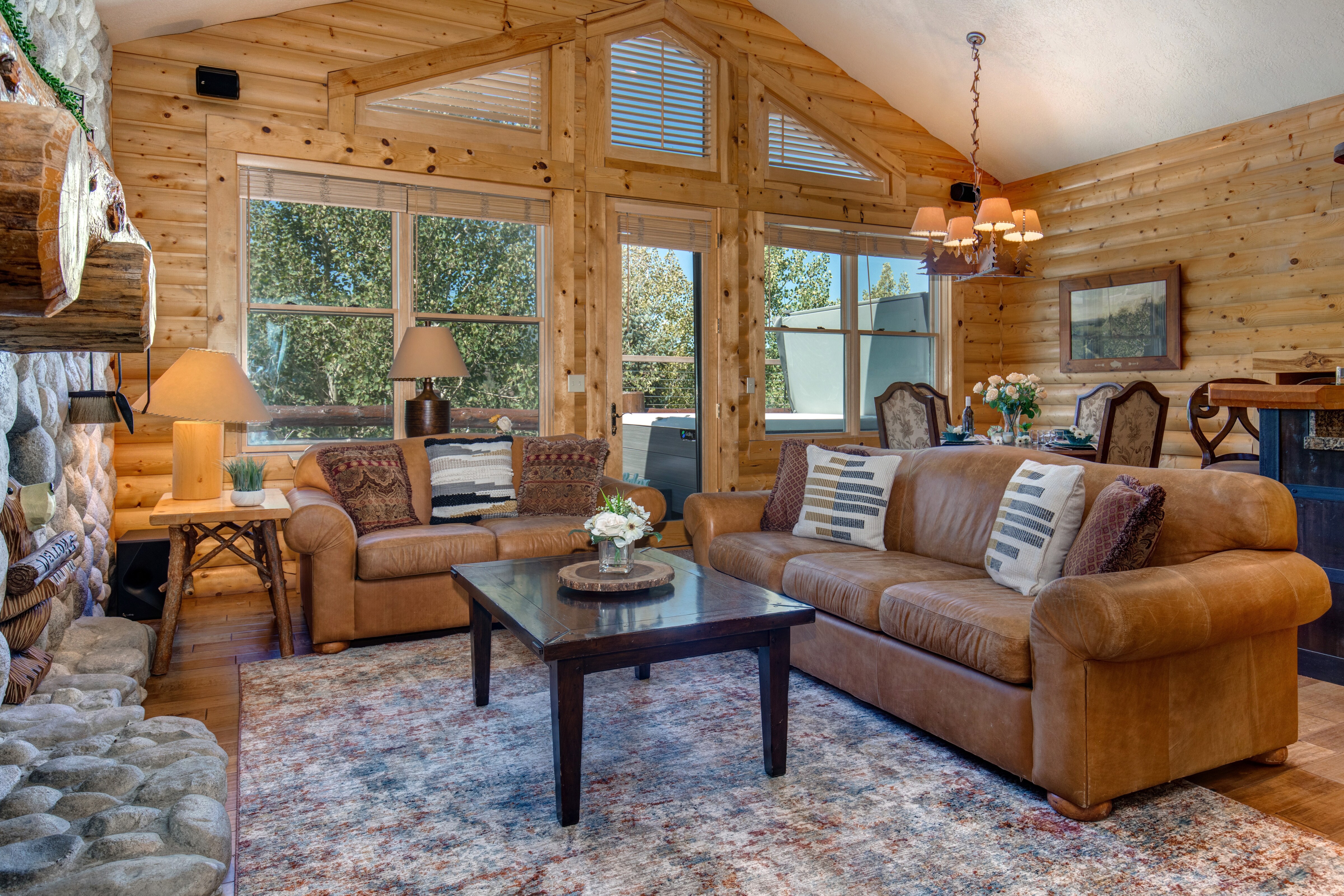 Log Cabin Style Condo with a High Ceiling