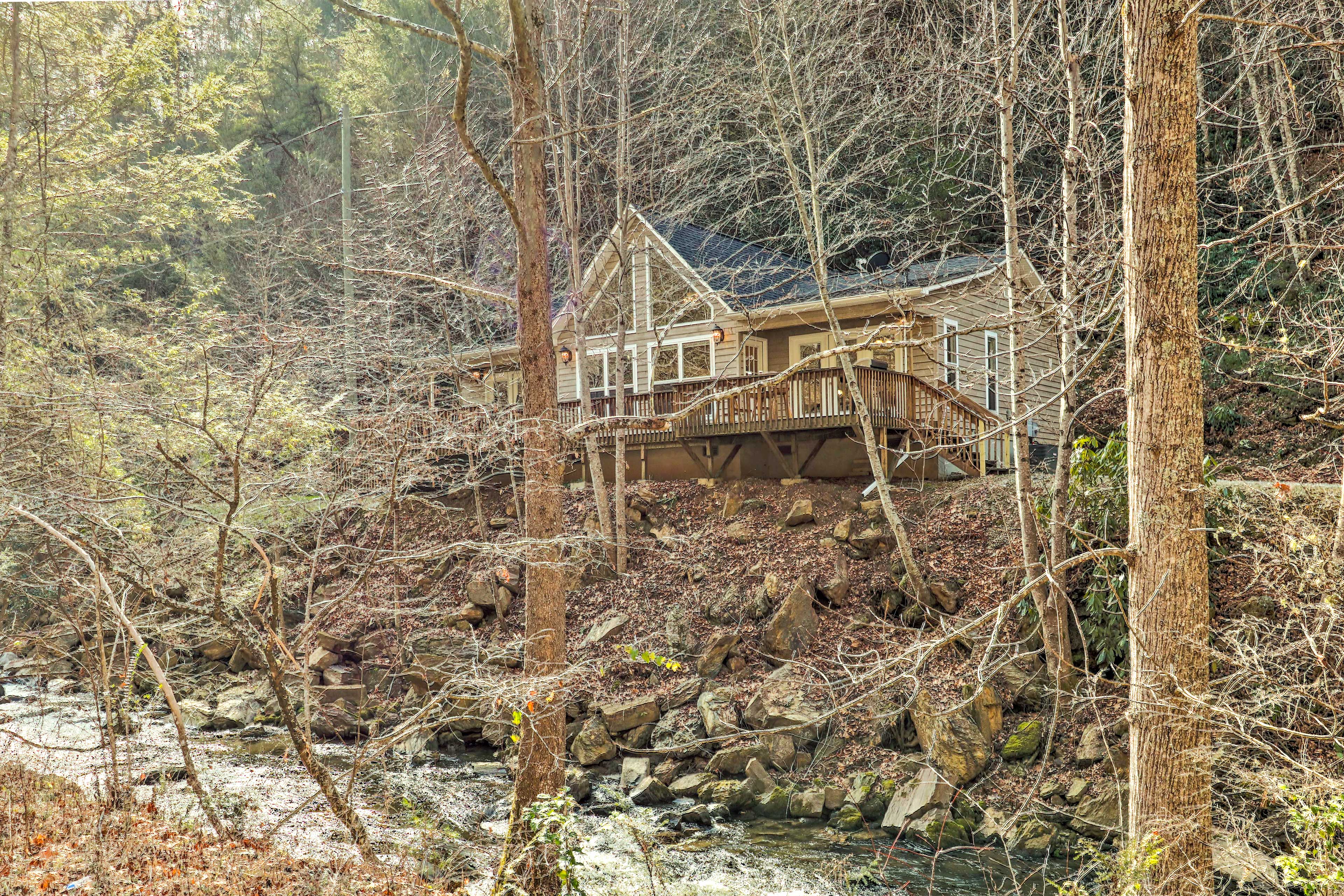 Property Image 1 - Idyllic Creekside Bryson City Gem w/ Hot Tub!