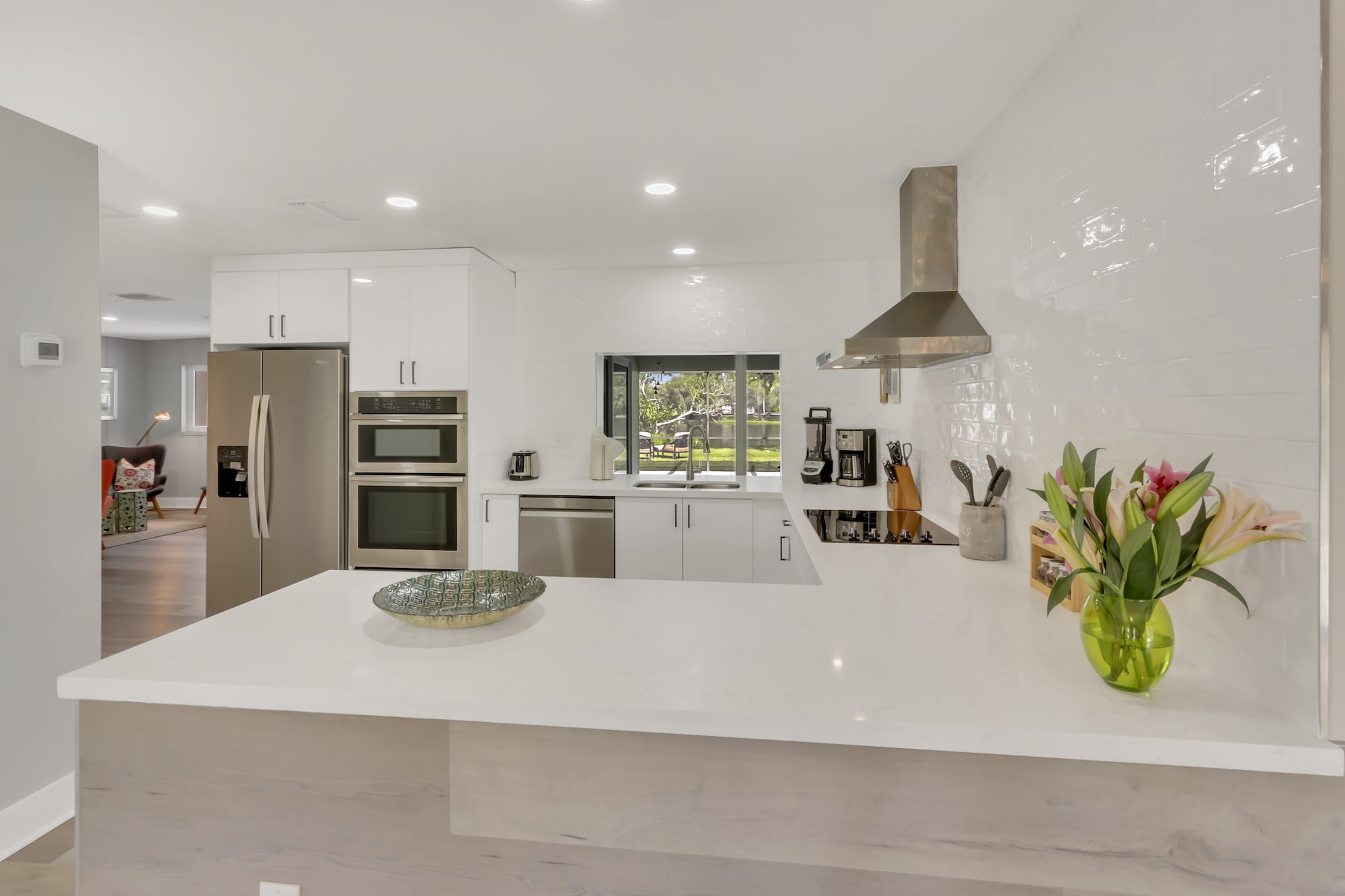 Kitchen | Counter space, fully stocked essentials, and modern appliances.