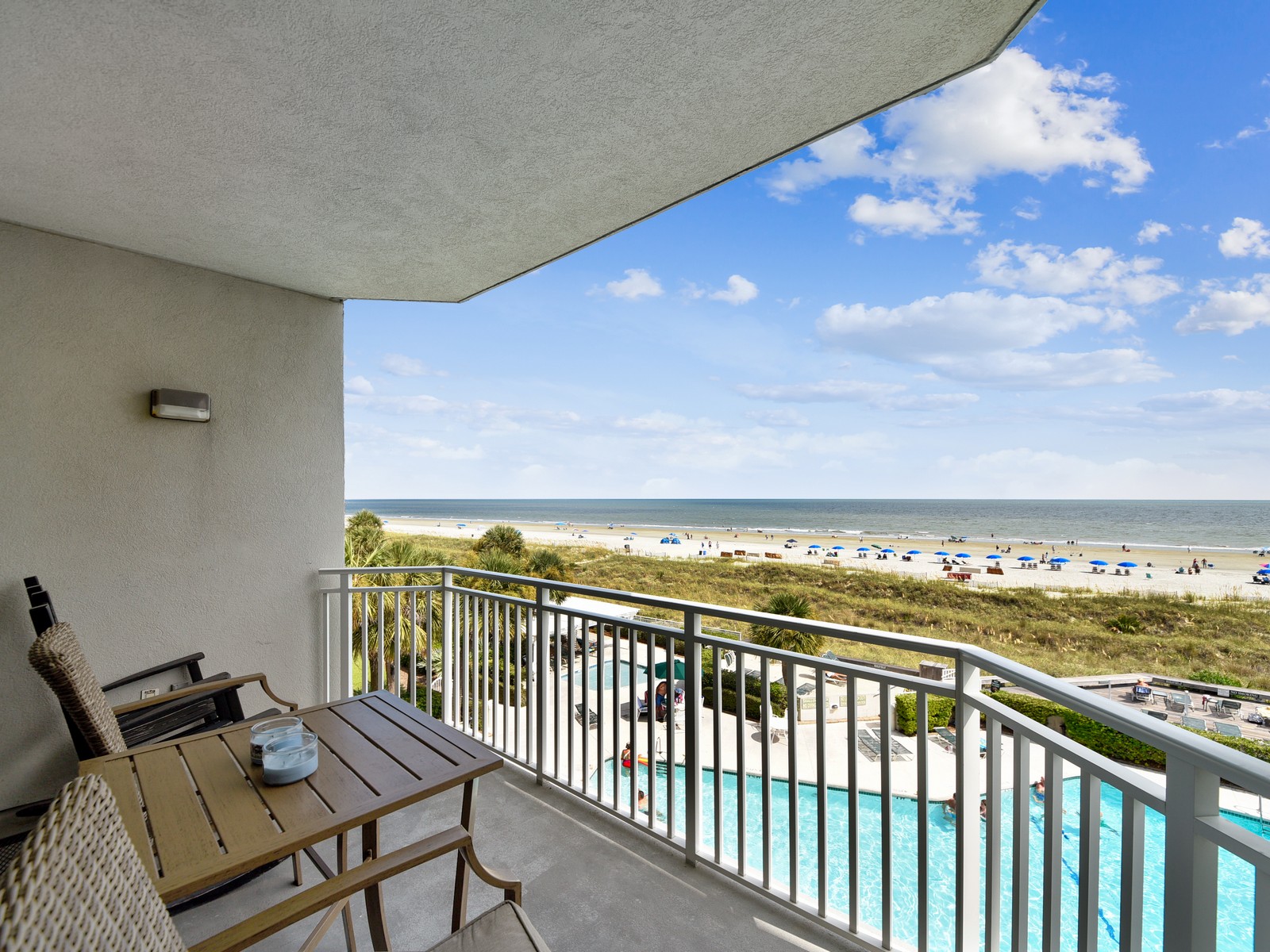 Private 3rd Floor Balcony with Direct Ocean and Pool Views at 3301 SeaCrest