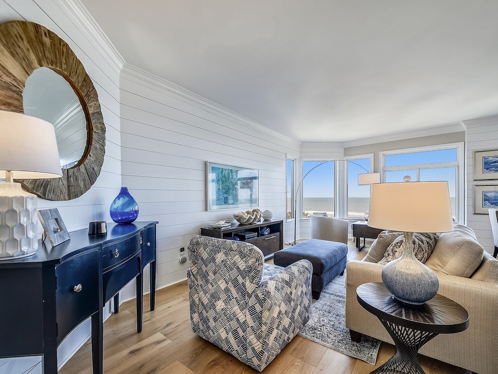 Living Room with TV and Ocean Views at 1506 SeaCrest