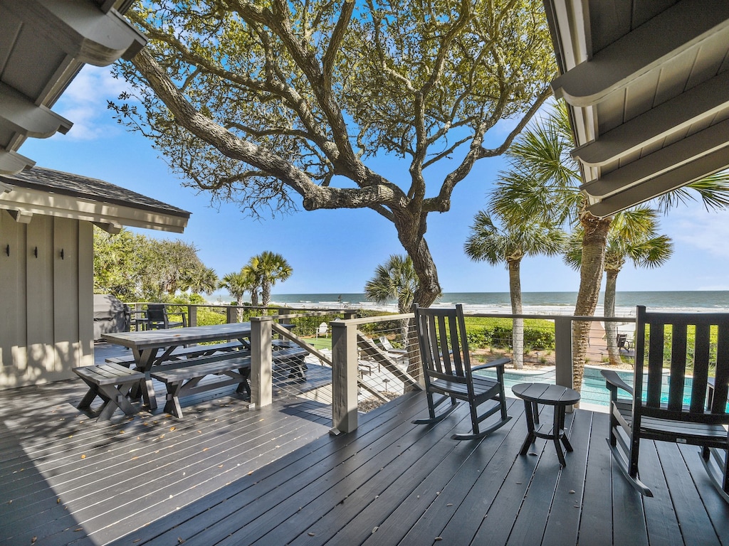 Back Deck with BBQ Grill at 8 East Beach Lagoon