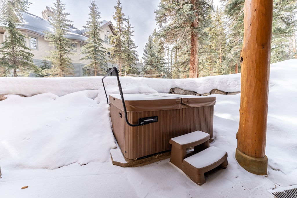 Private outdoor hot tub on the patio
