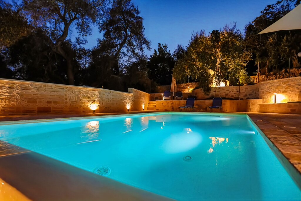 Serene pool moments at night