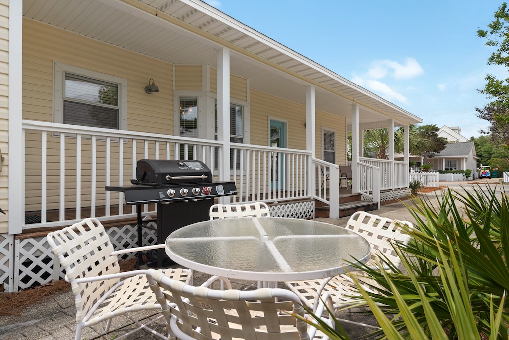 Enjoy a meal on the back patio
