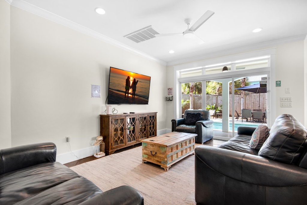 Enjoy a movie on the flat screen TV