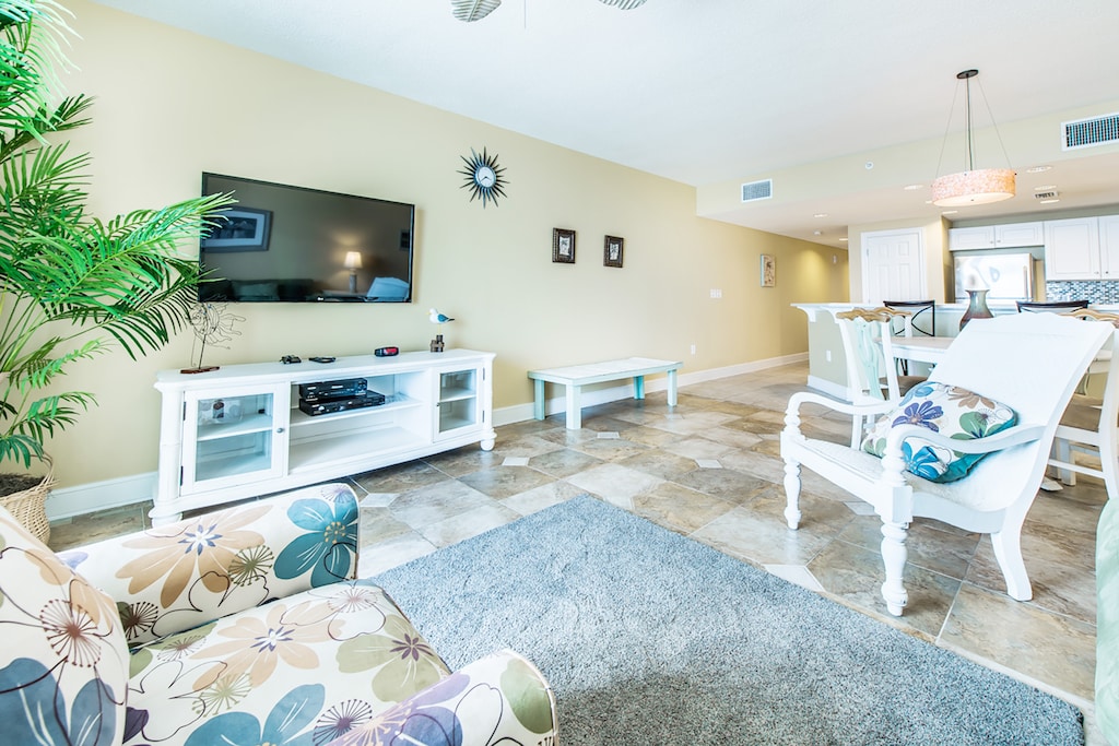 Large flat screen in living space