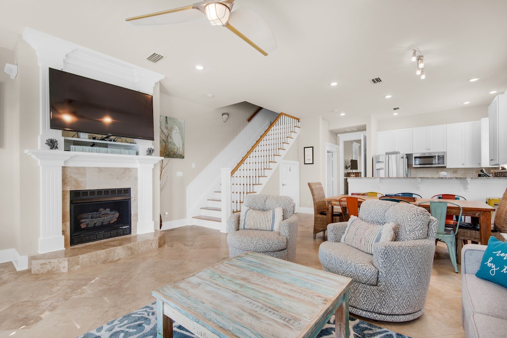 Enjoy a movie on the flat screen TV