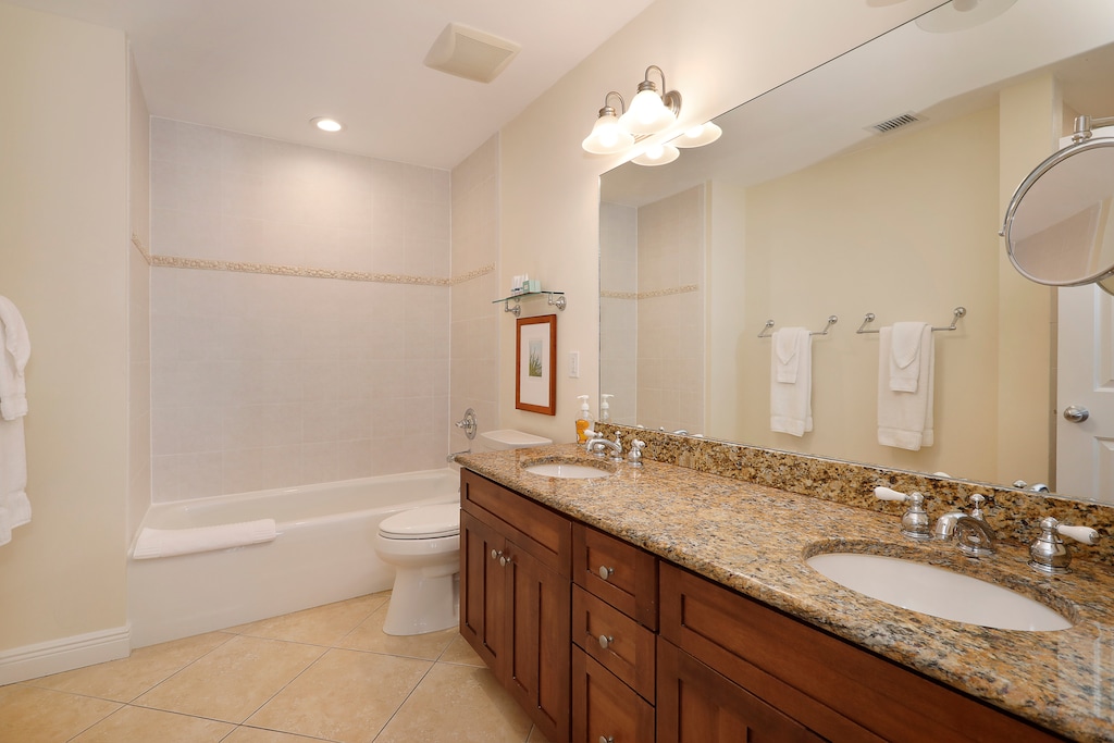 Master bath with tub and shower
