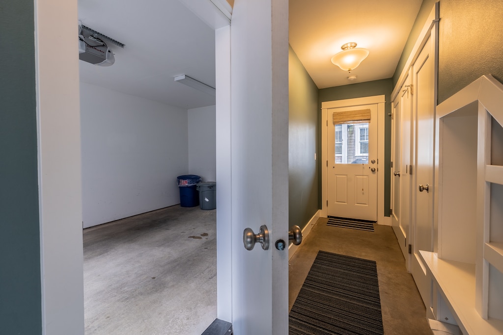 The garage offers secure parking and extra storage for your stay