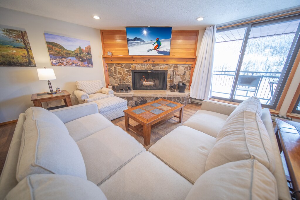 Beautiful stone fireplace