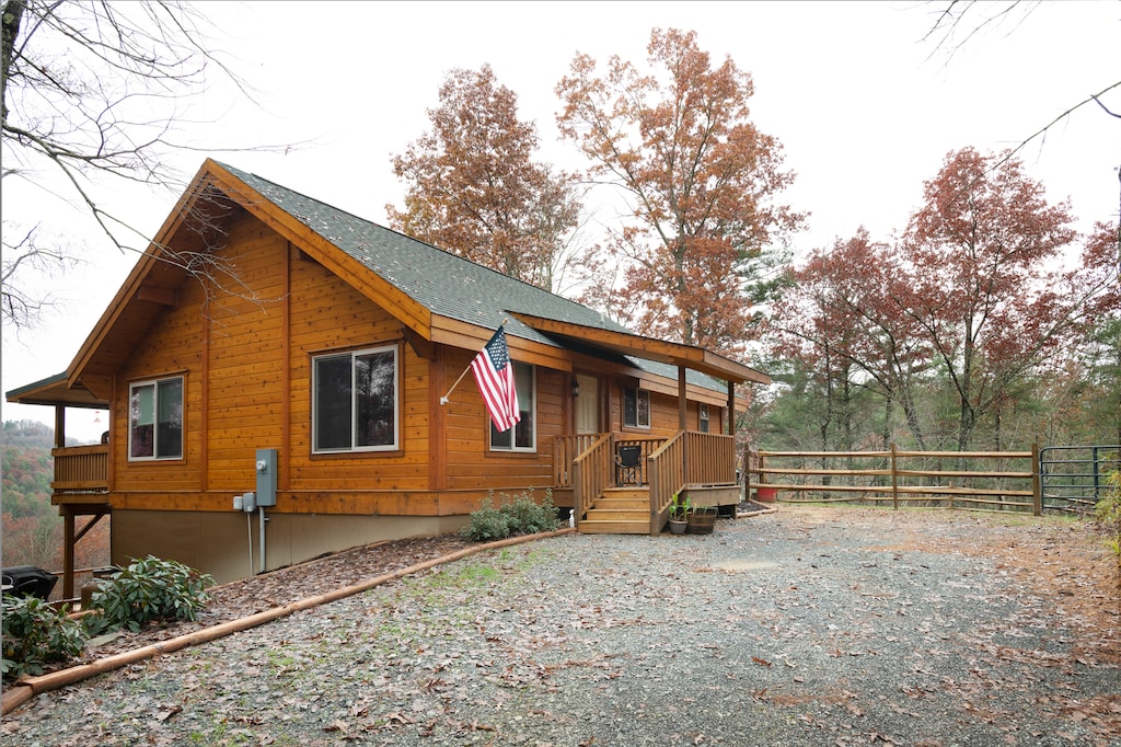 At Rainbows Edge parking area and drive way