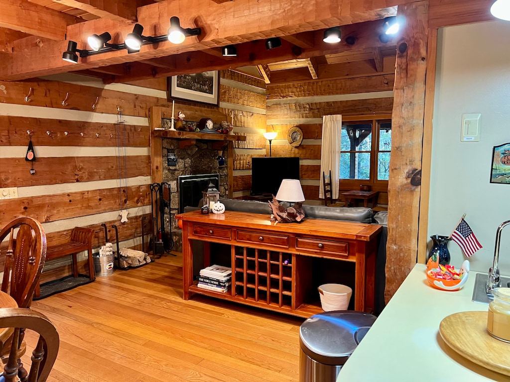 Hounds Retreat view of Living room from Kitchen