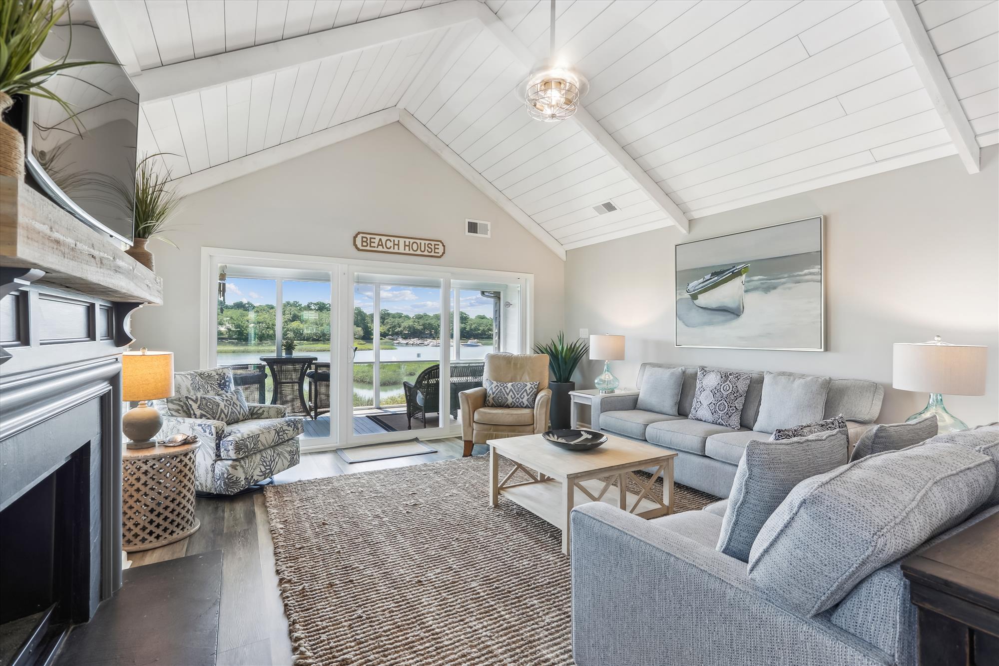 Living Room with Views of Braddock Cove at 42 Lands End