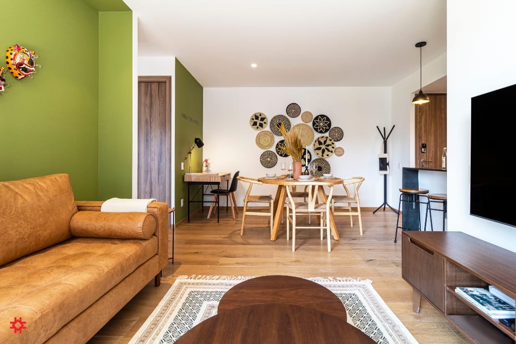 Modern dining table and a desk perfect for concentration.