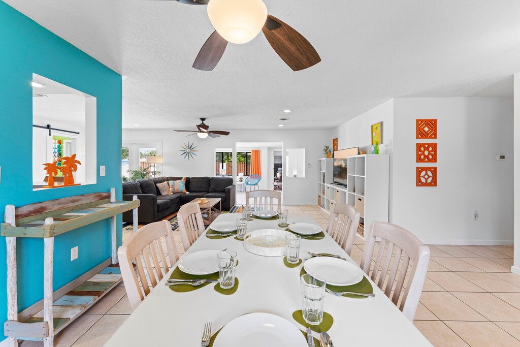 Dining table seats six