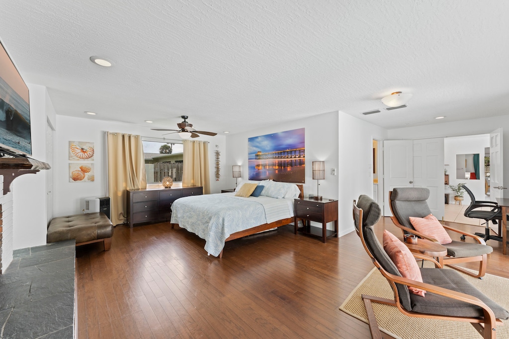 Master bedroom with comfortable king bed