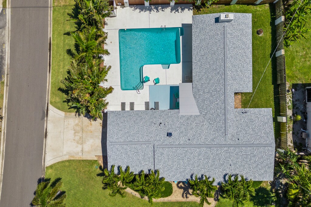 Bird's eye view of pool home
