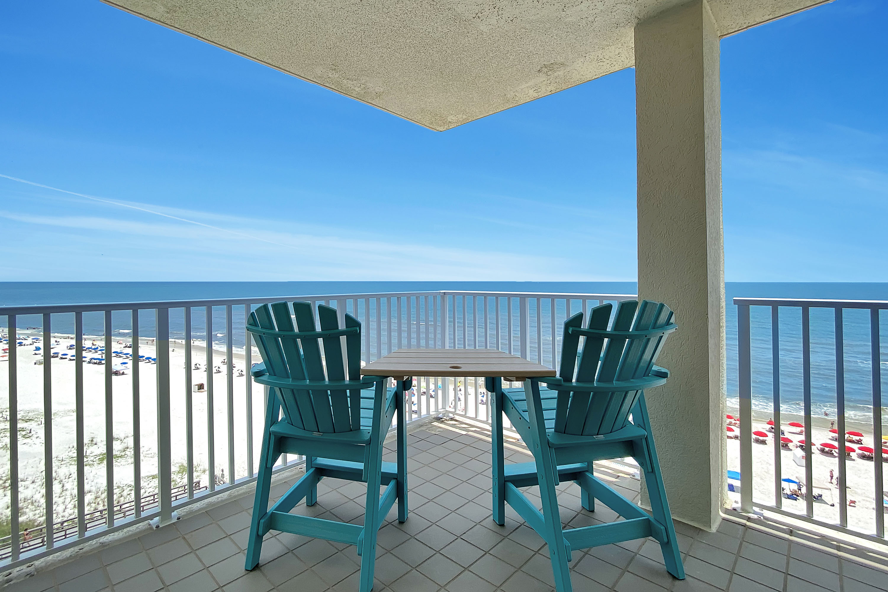 Private Corner Balcony overlooking the  beach and the Gulf of Mexico