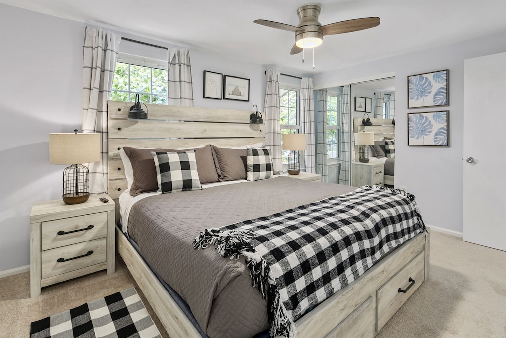 Second floor: master bedroom`s king sized bed equipped w/ headboard lamps -ideal for reading-