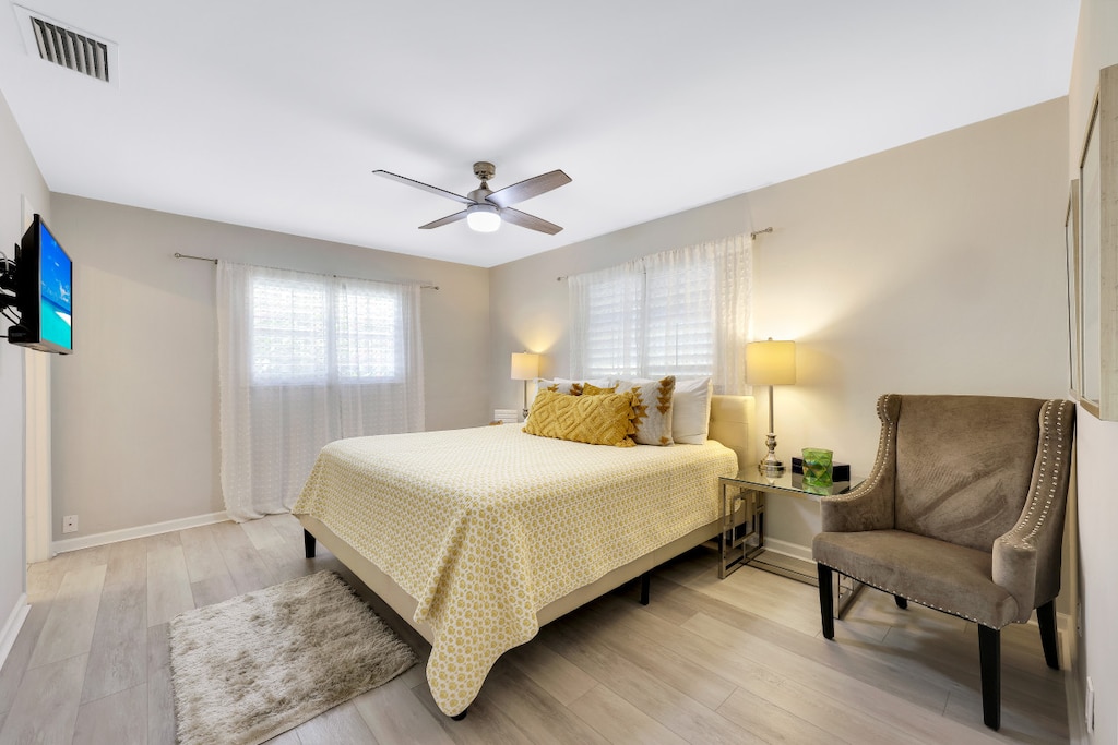 Master suite delivers a king-sized, memory foam mattress