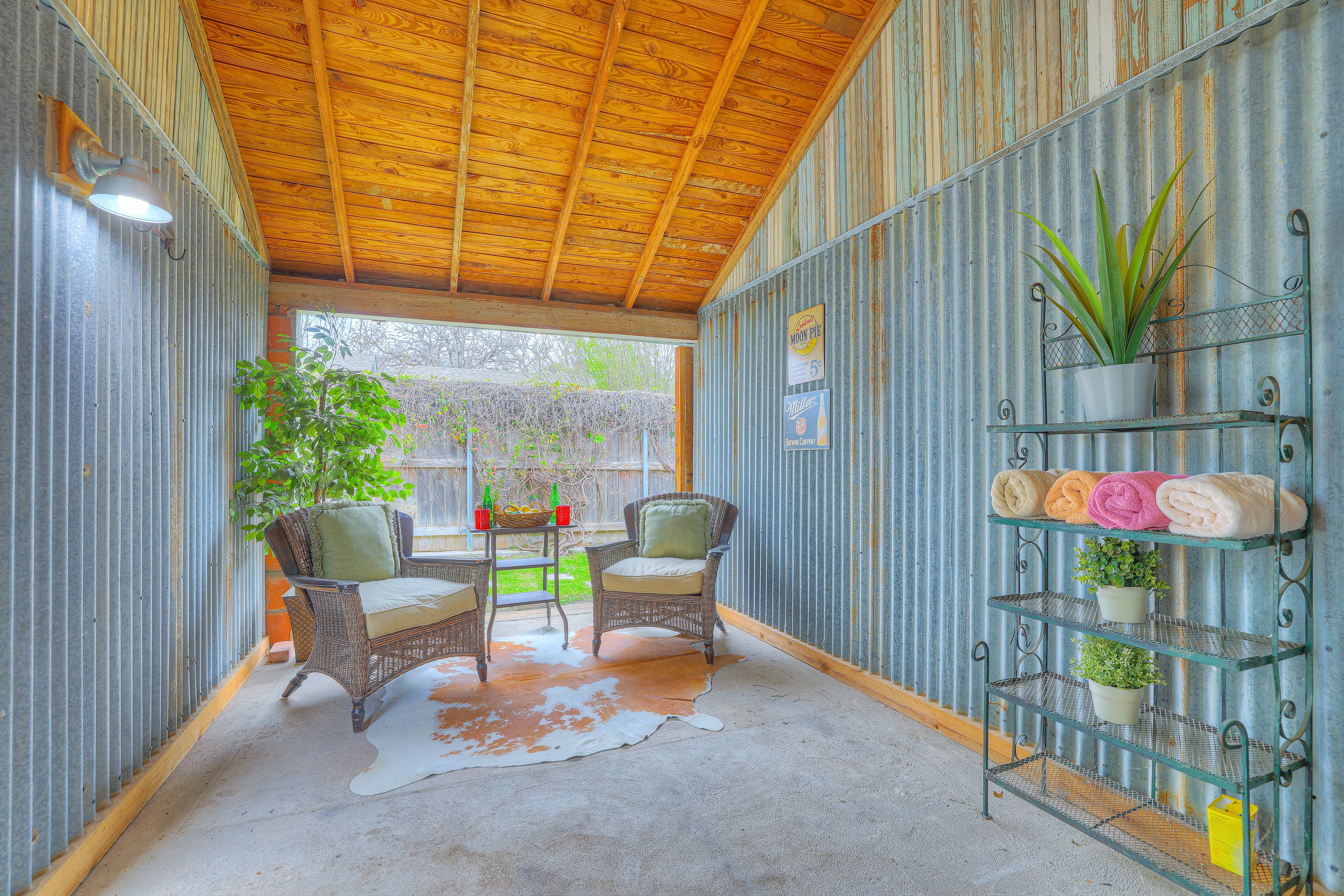 Enjoy the shade in the hot tub room.