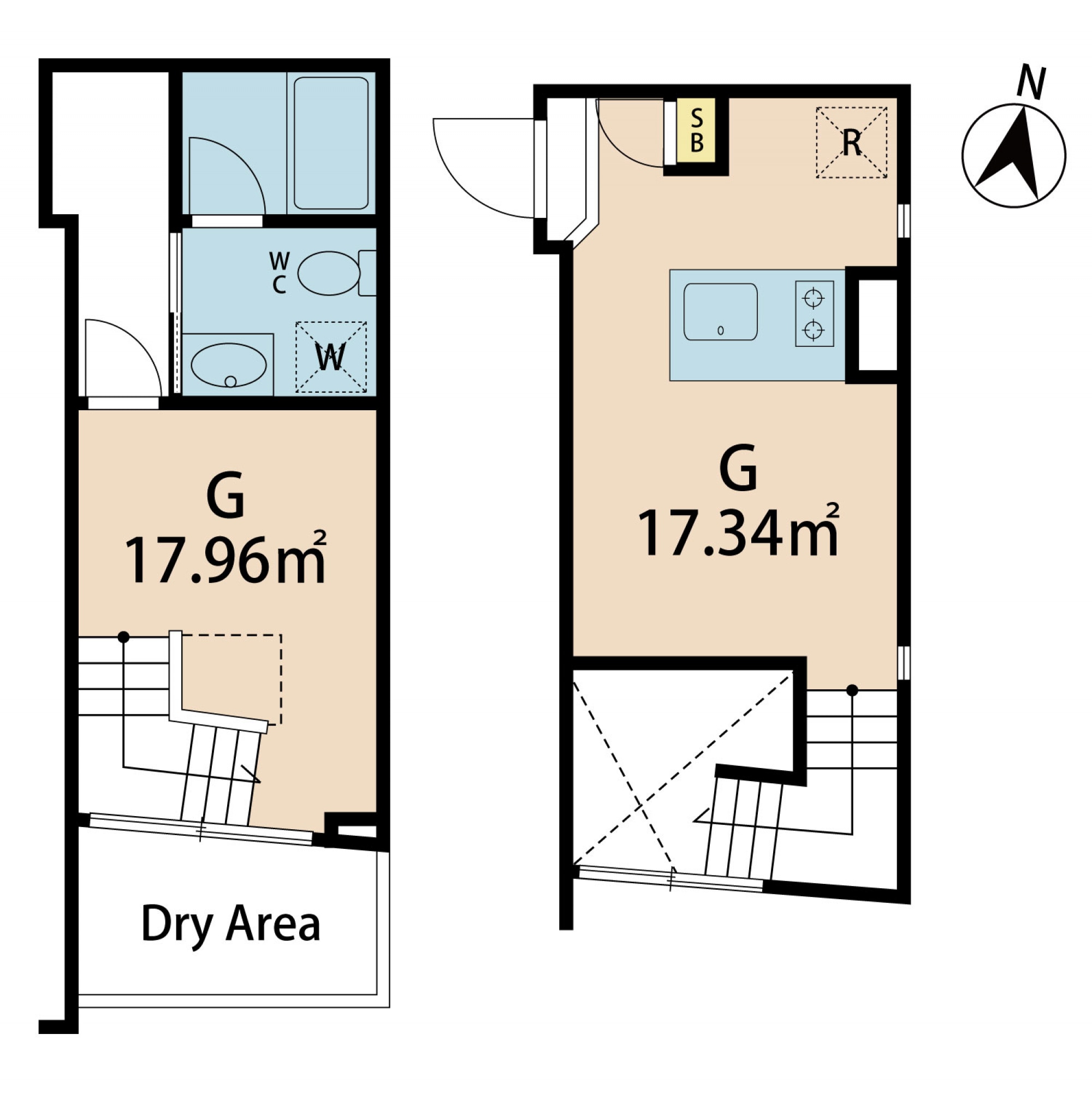 Bi-level maisonette apartment with patio/ 103