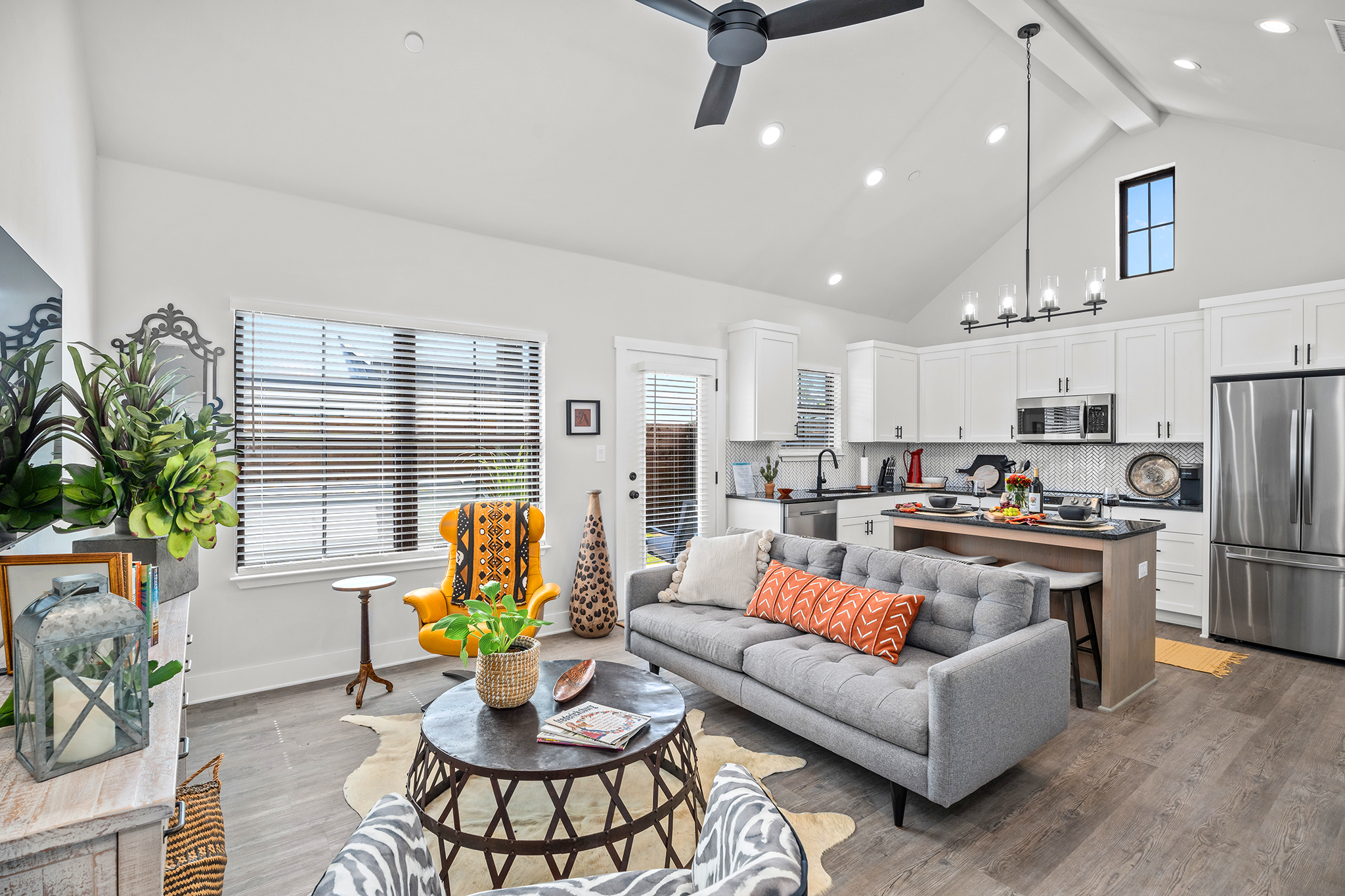 Open concept living kitchen space.