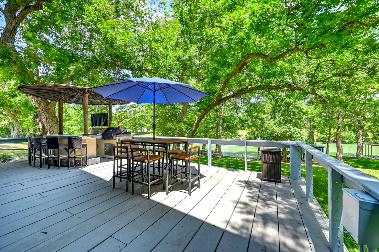 Gaze upon the beauty of the Guadalupe River from the second story deck!
