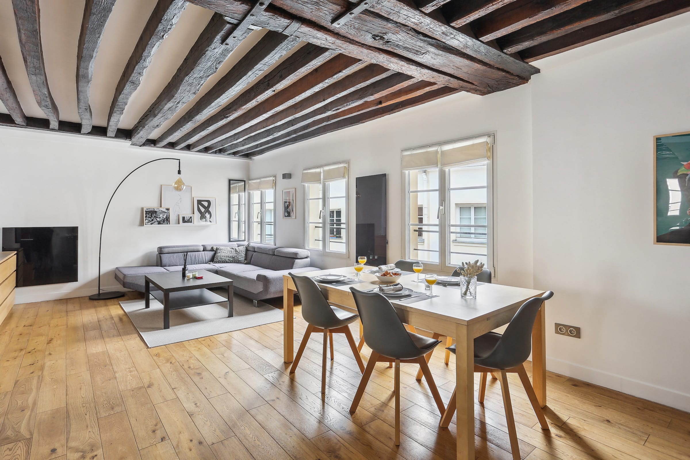 The open-plan living and dining area