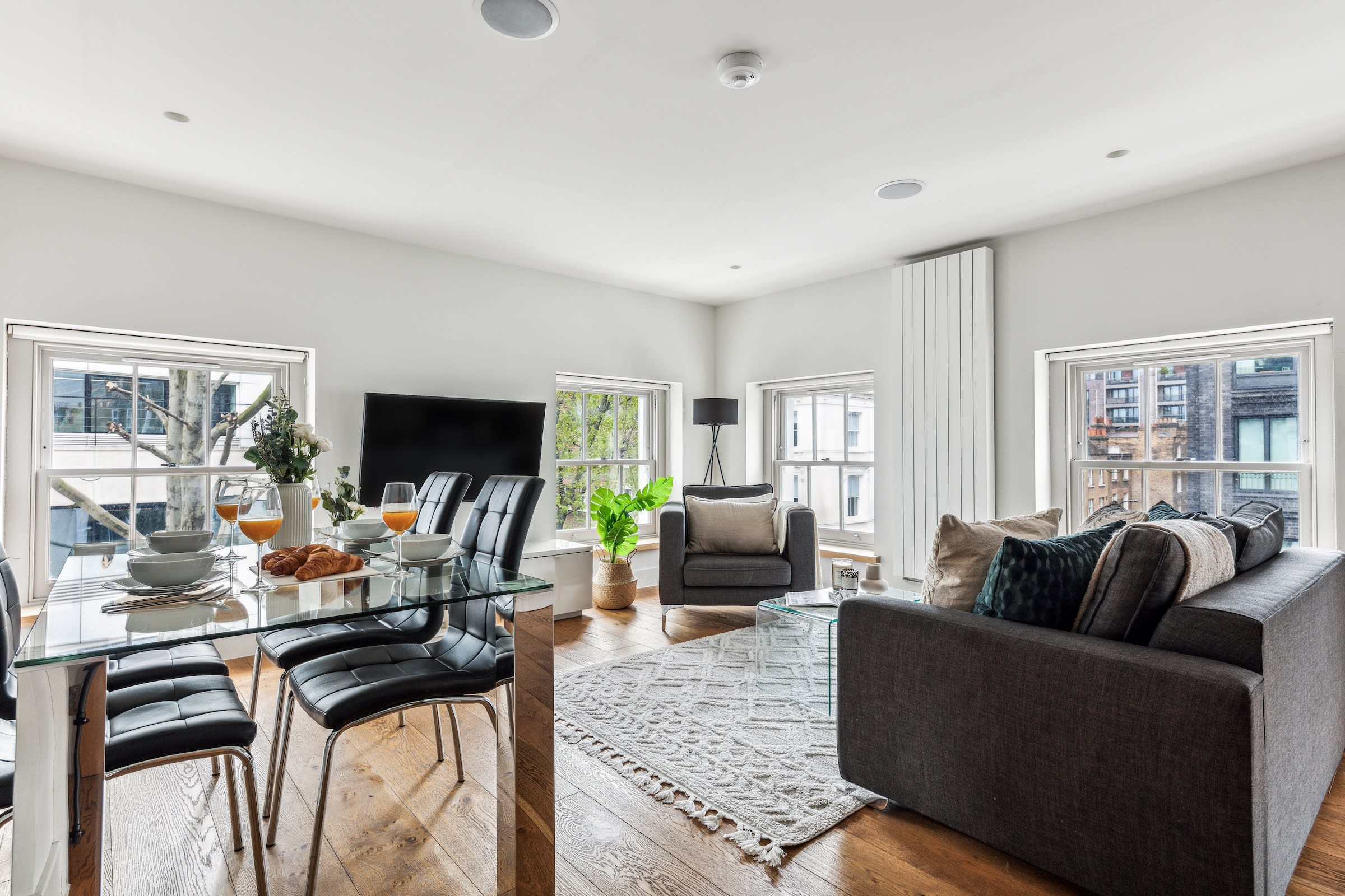 The open-plan living and dining area