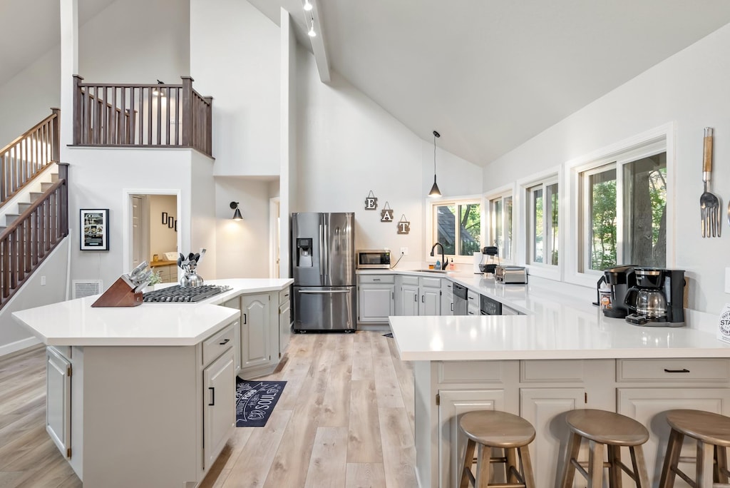 Full size appliances in the kitchen. We provide coffee, milk, an