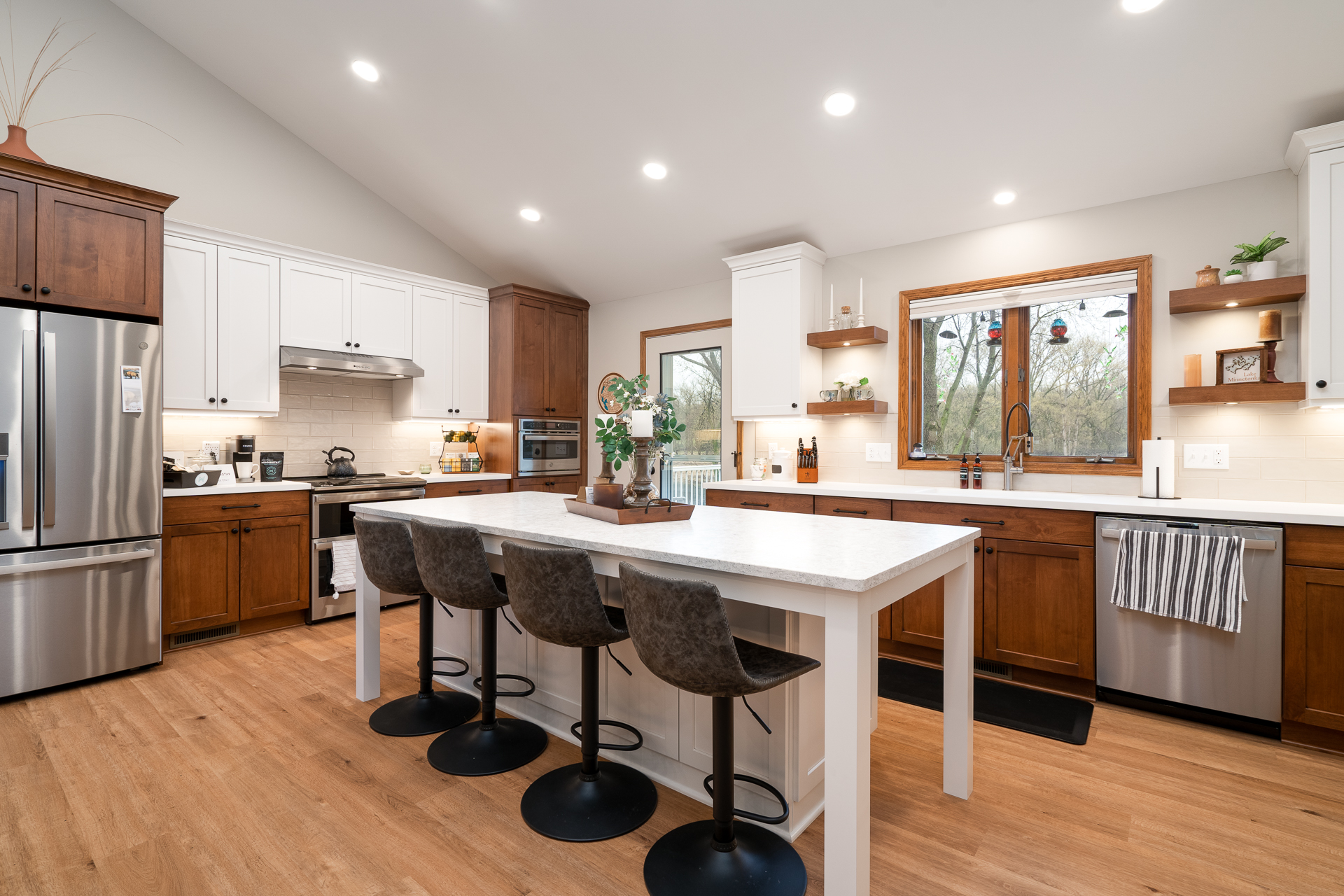 Bar seating at the kitchen island