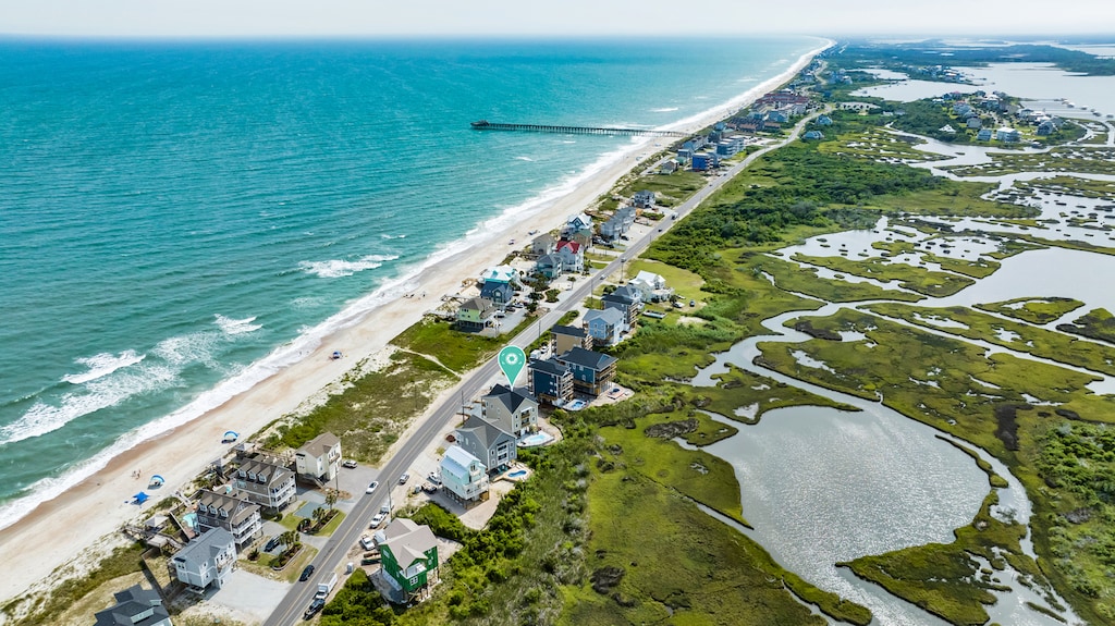 Aerial view of gorgeous North Topsail Beach