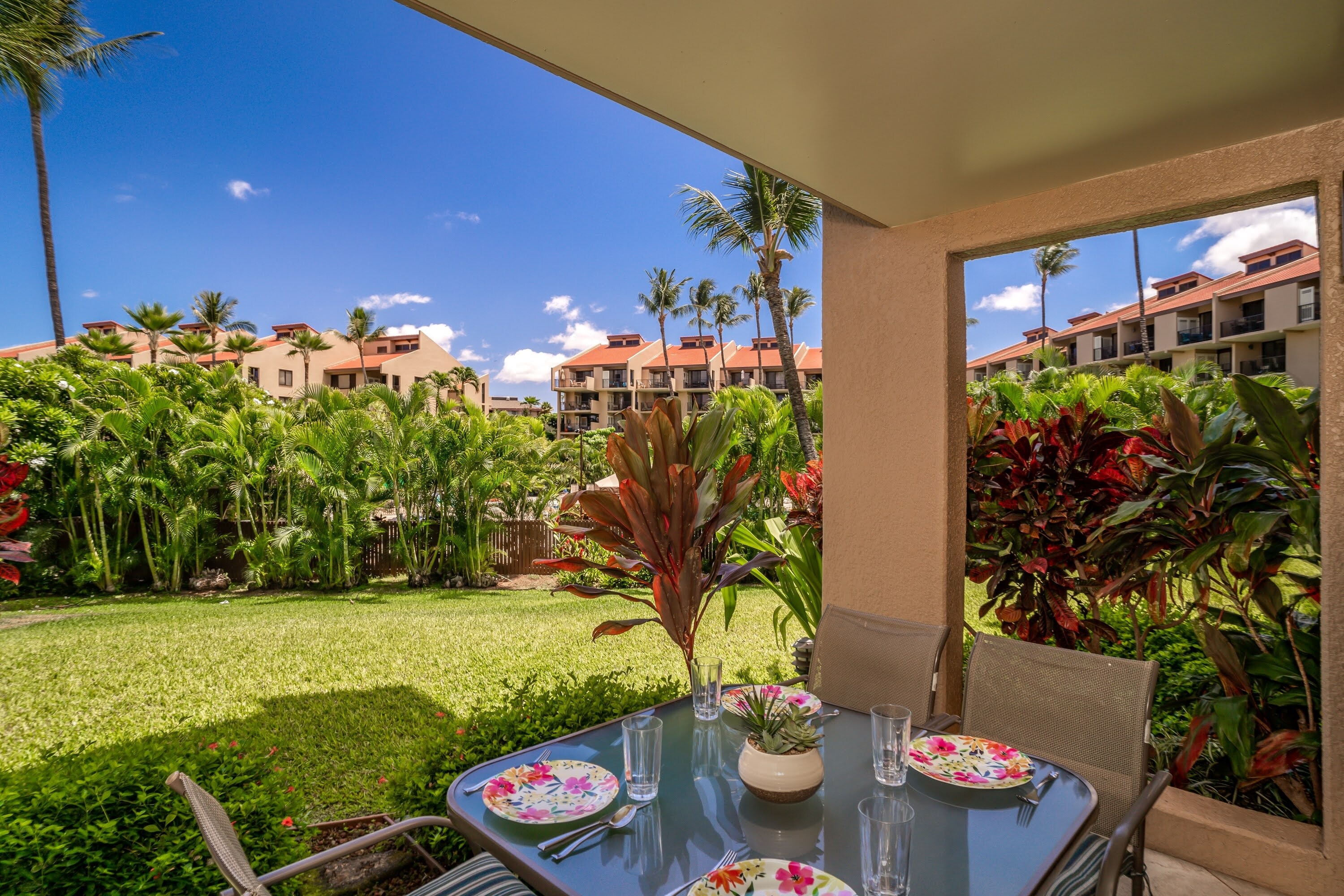 Enjoy your morning coffee on this private lanai