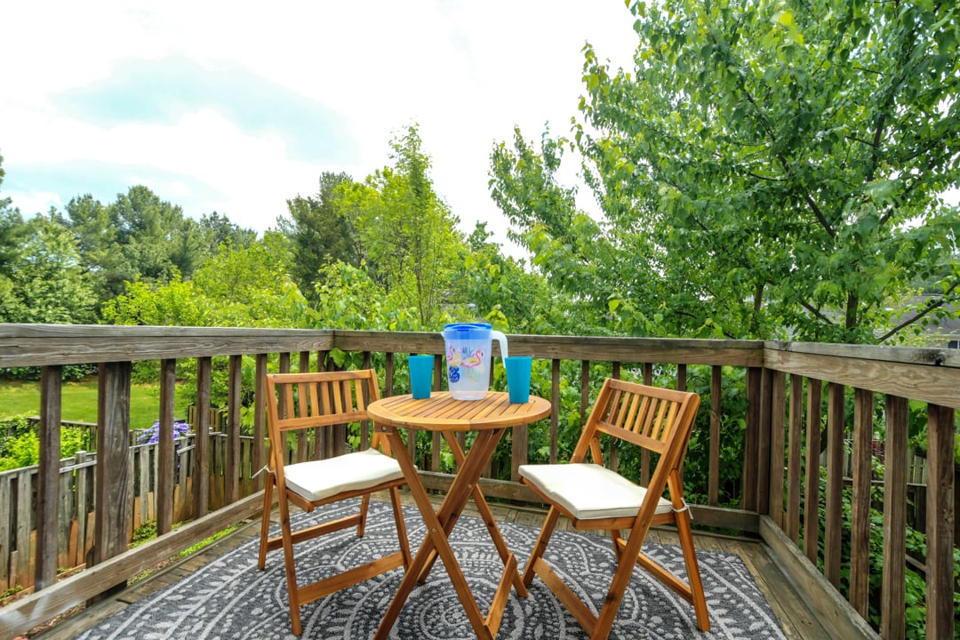 Patio dining table for two -breathe in fresh air from the surrounding plants-