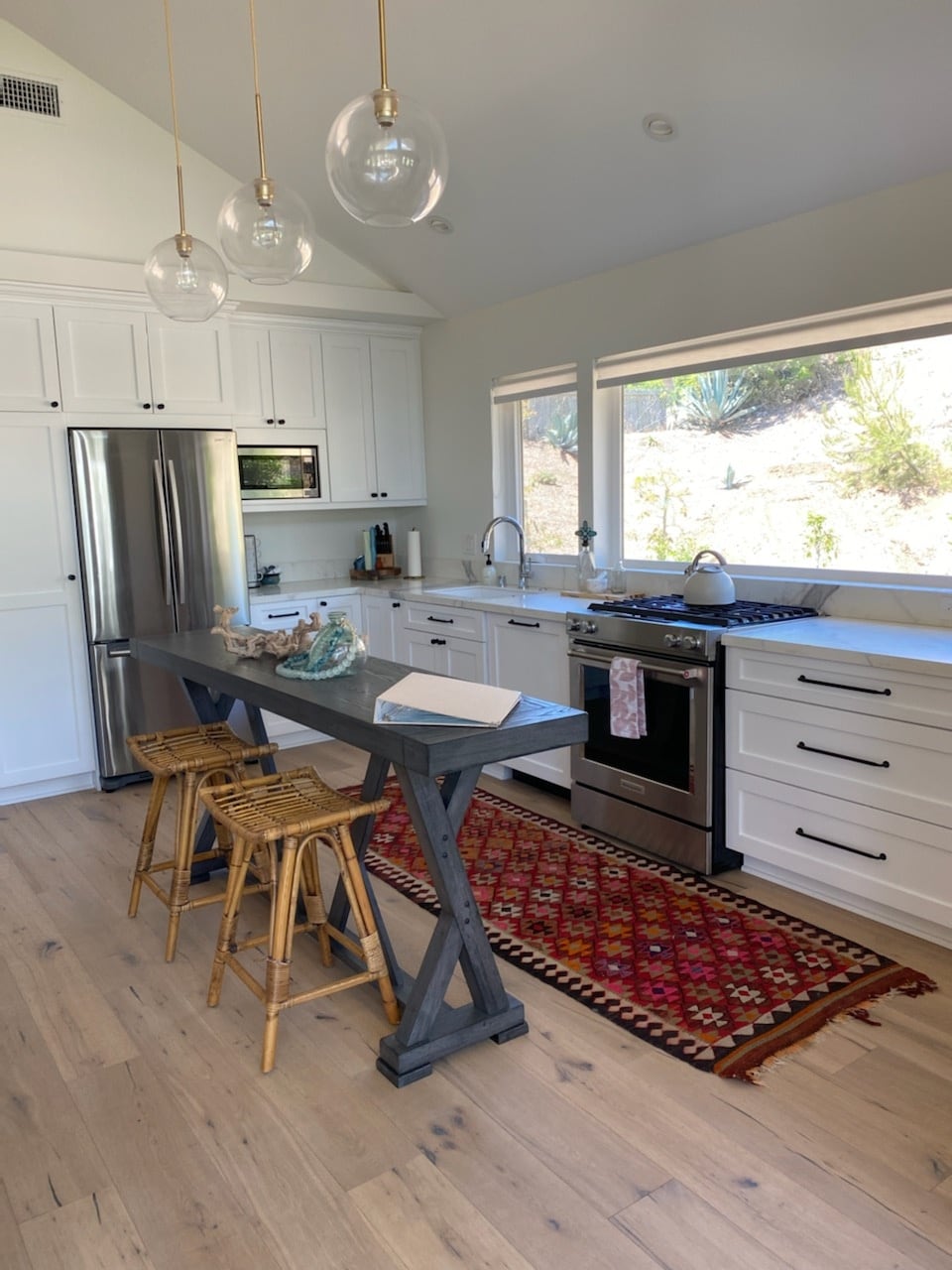 added ktichen island with stools