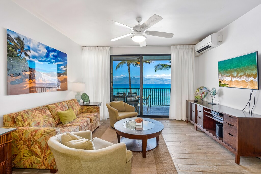 Comfortable seating in the living room to enjoy a movie