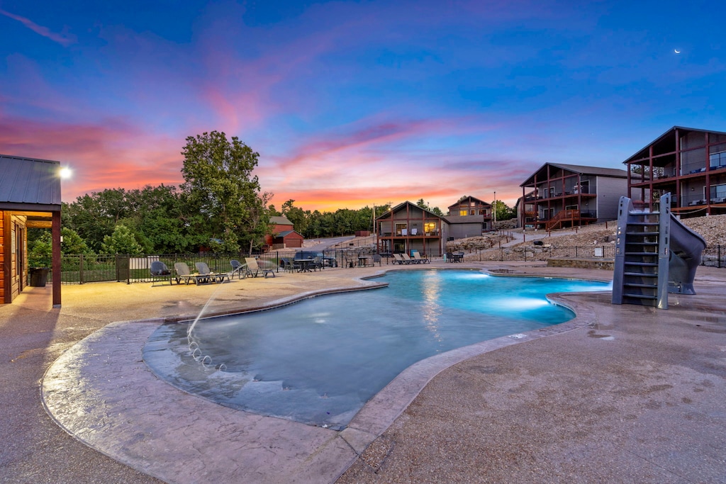 Saltwater Pool with Splash Zone and Water Slide