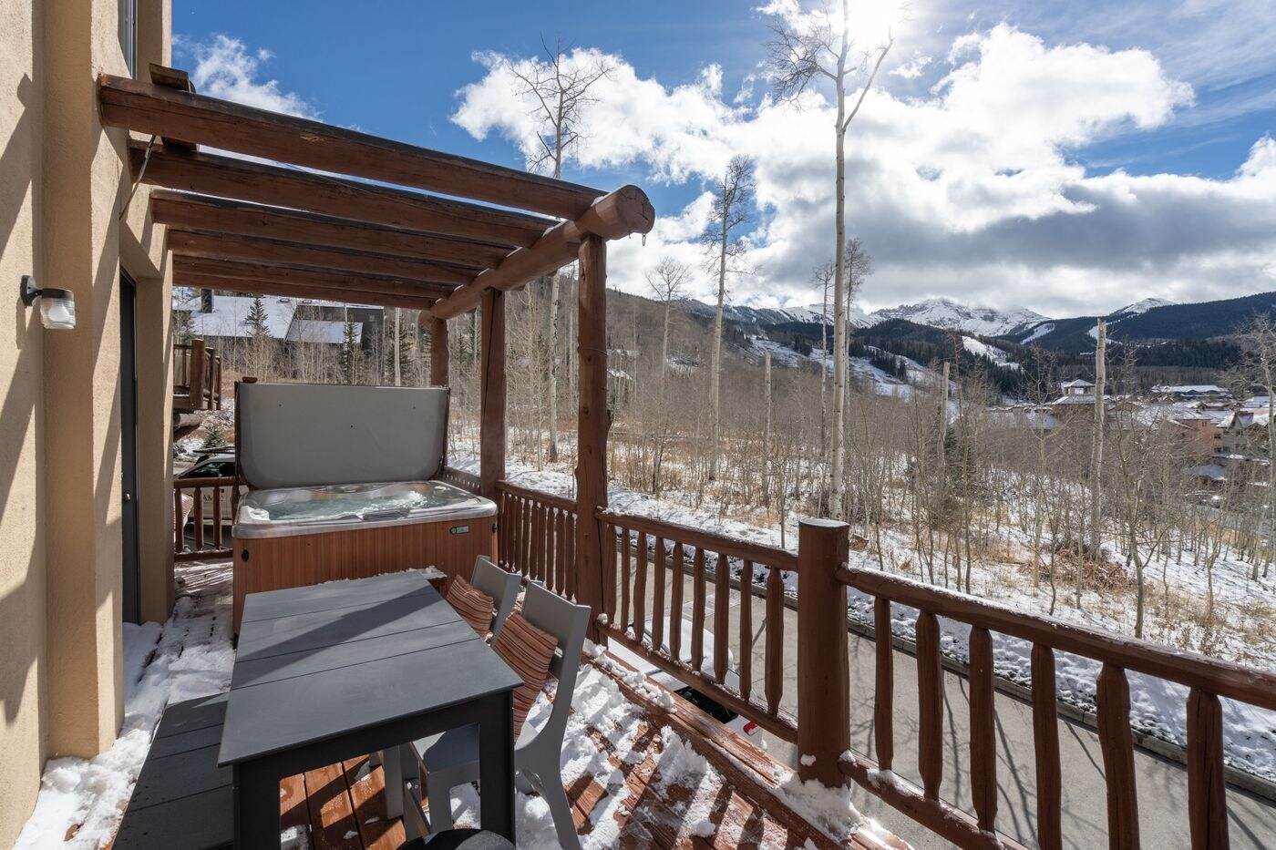 Perfect place to watch the sun set while you soak in your private hot tub.