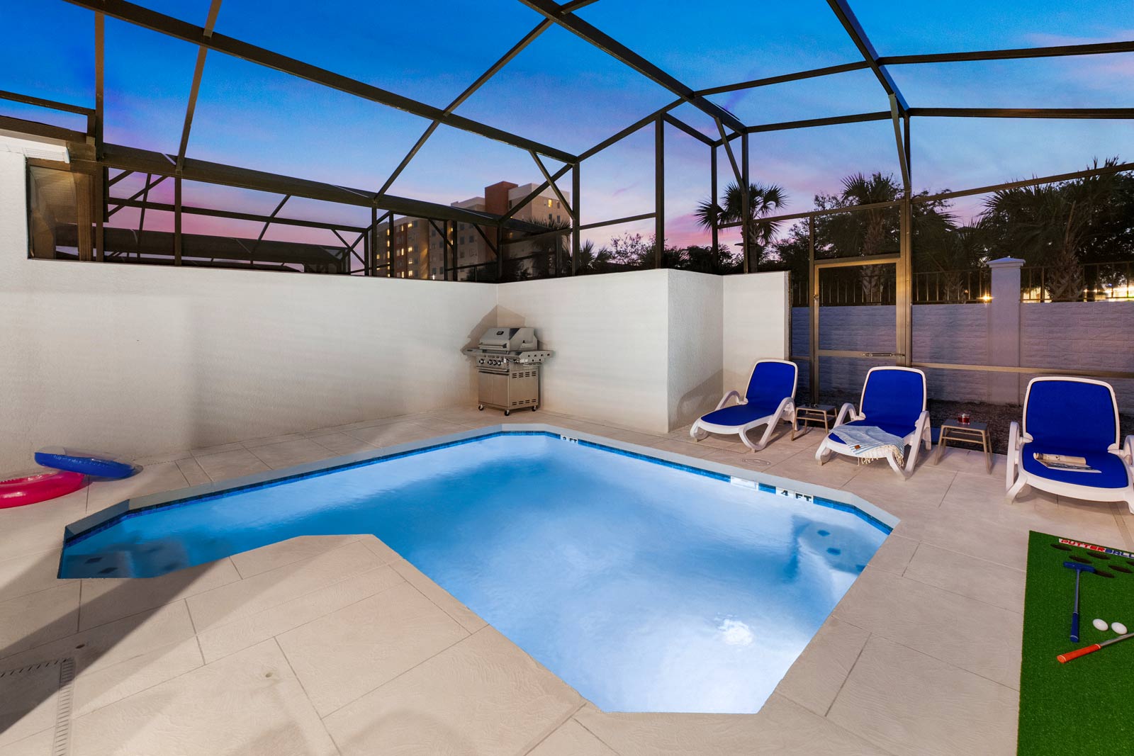 Private Pool & Patio at Twilight