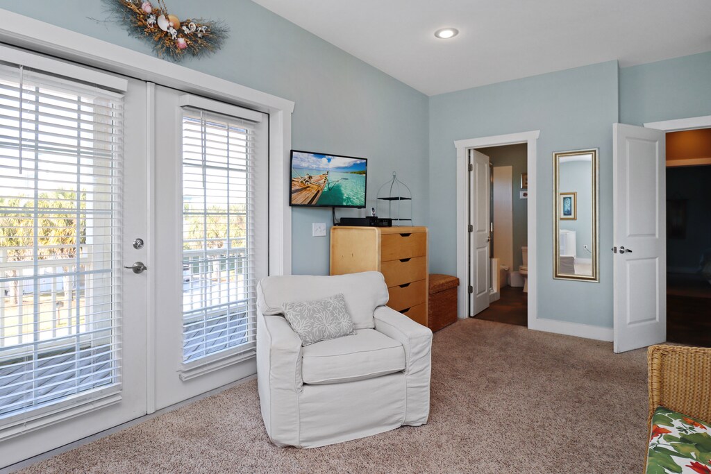 Bedroom 3 - Deck View, TV and Master Bath