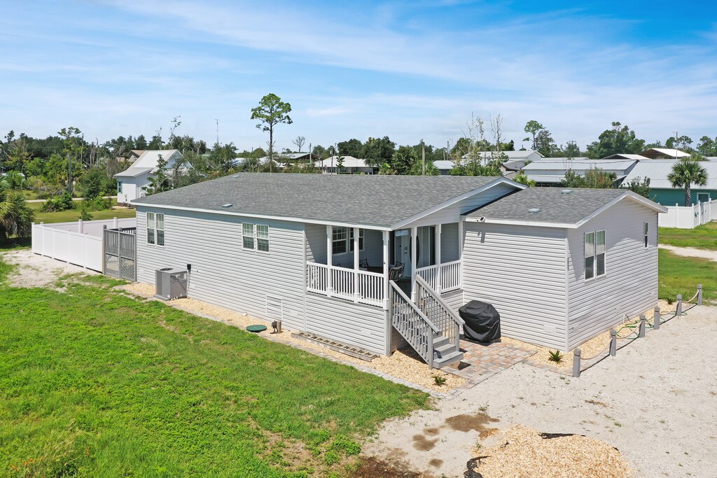 Covered, Furnished Deck on Roadside