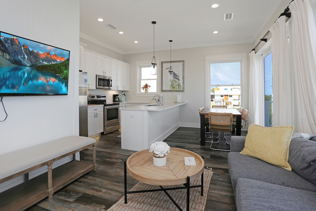 Living Room, Kitchen & Dining Area