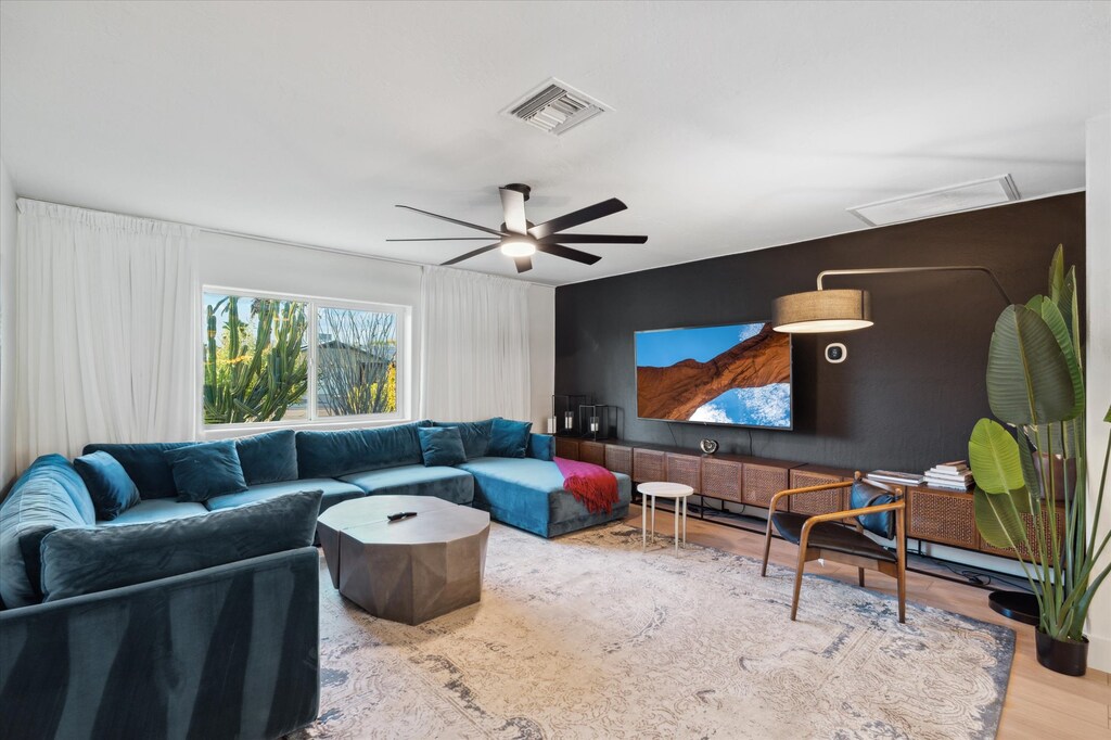 Movies and chill in the living area with plenty of seating.