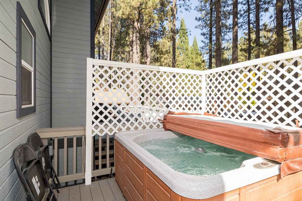 Outside Deck with Hot Tub for year round relaxation.