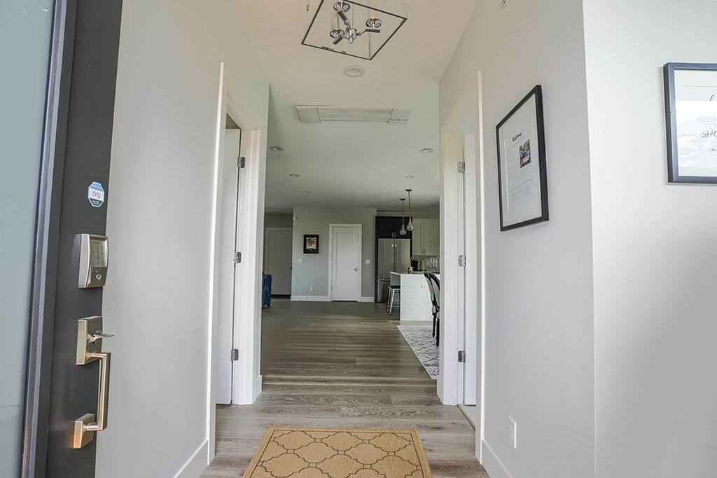 The front door with a smart lock makes it easy for everyone to come and go