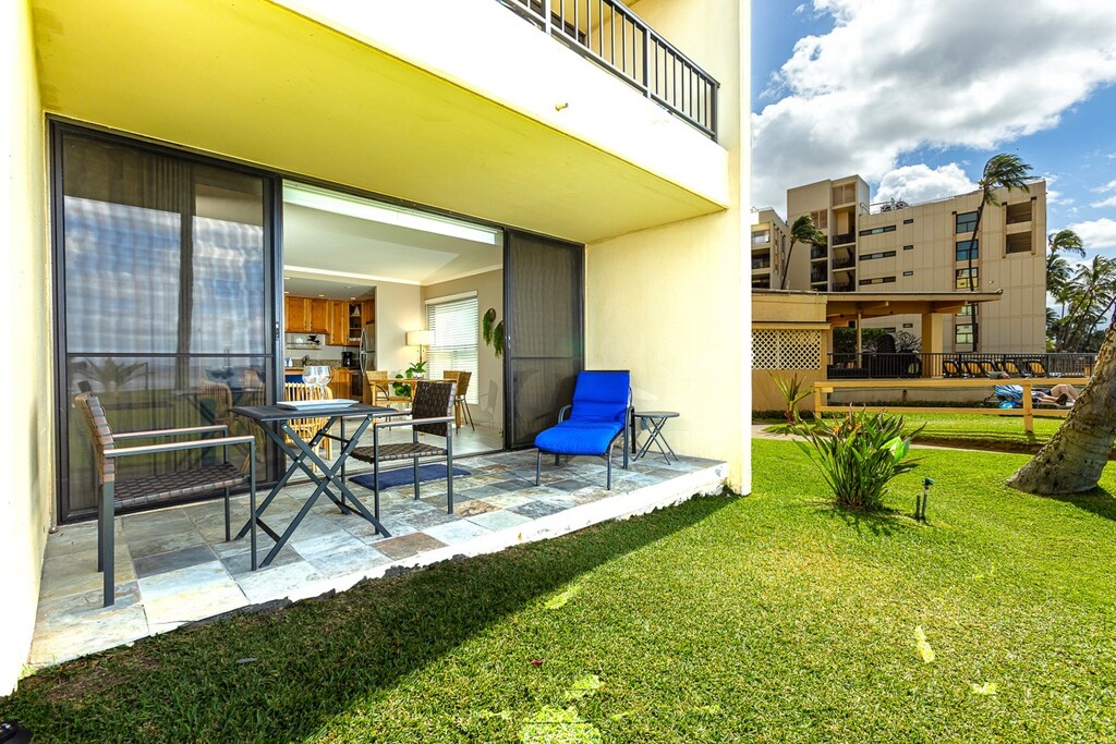 This is a corner unit near the pool area