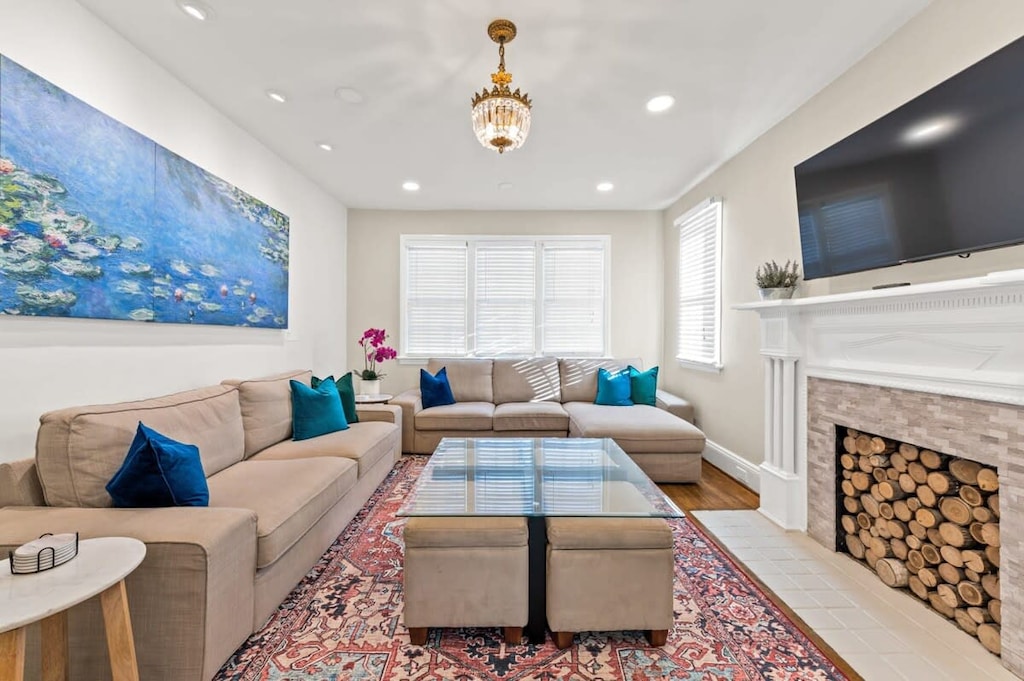 Modern Living Room with Fireplace