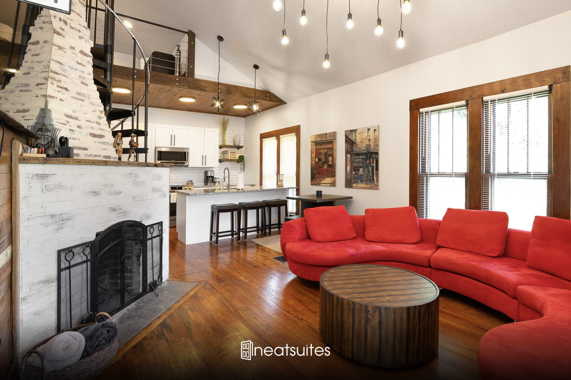 Cozy living room with fireplace